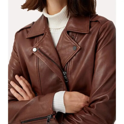Women Brown Motorcycle Leather Jacket