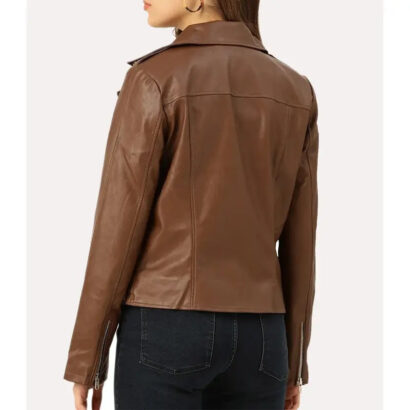 Women Brown Biker Leather Jacket