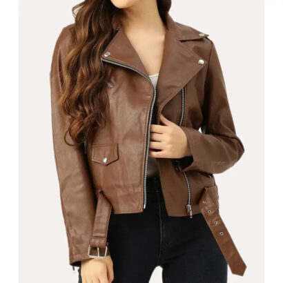 Women Brown Biker Leather Jacket