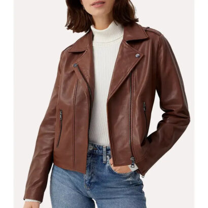 Women Brown Motorcycle Leather Jacket