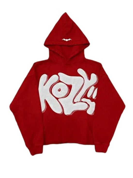 Y2k Kozy Red Pullover Red Hoodie