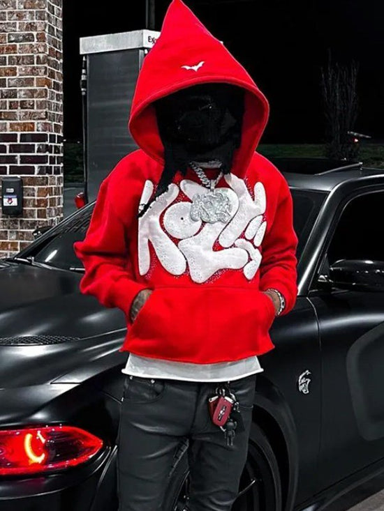 Y2k Kozy Red Pullover Red Hoodie