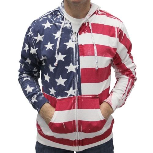 American Flag Hand Painted Hoodie