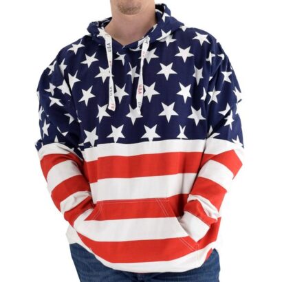 American Flag Patriotic Stars Navy Hoodie Sweater