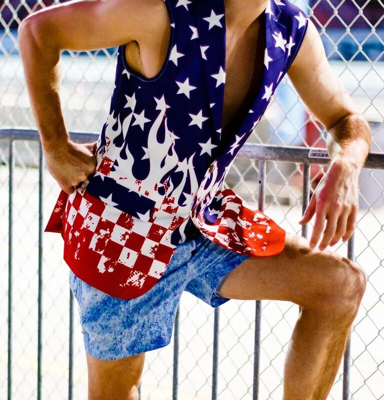 American Flag Sleeveless Blazer
