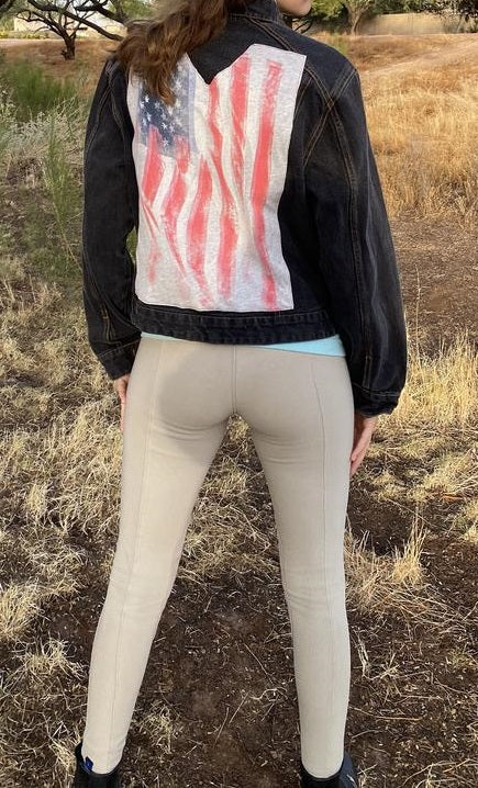 American Flag Upcycled Black Denim Jacket