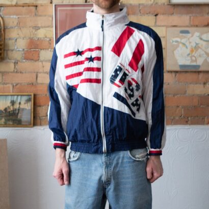 American Pride USA Bomber Windbreaker Jacket with U.S. Flag