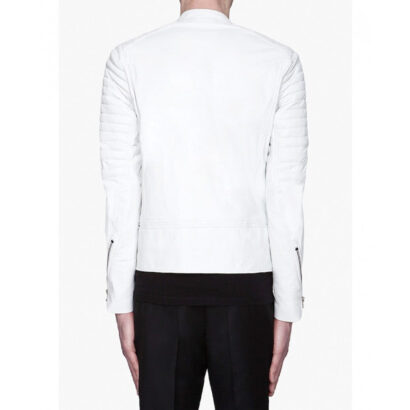 Asap Rocky White Leather Quilted Biker Jacket
