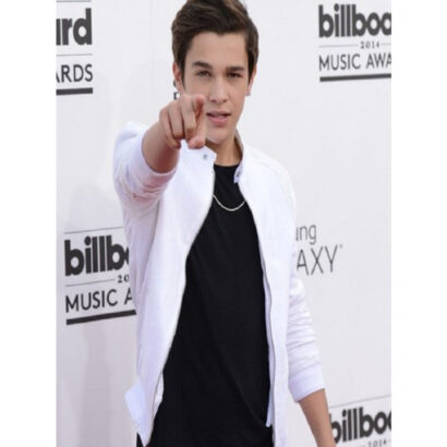 Austin Mahone White Leather Jacket
