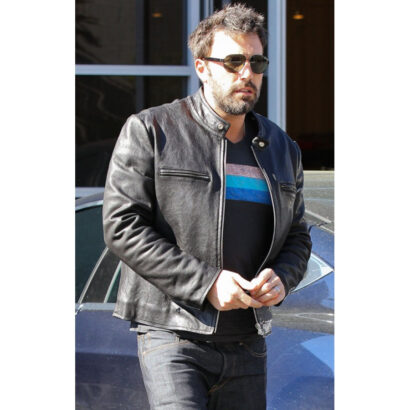 Ben Affleck Black Leather Biker Jacket