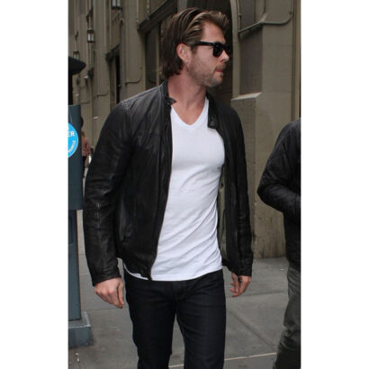 Australian Actor Chris Hemsworth Black Leather Jacket