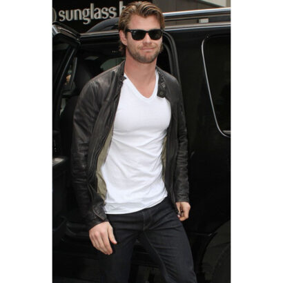 Australian Actor Chris Hemsworth Black Leather Jacket