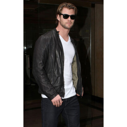 Australian Actor Chris Hemsworth Black Leather Jacket