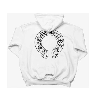 Floral Cross Horseshoe Chrome Heart White Hoodie