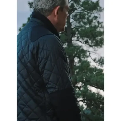 Danny Huston Yellowstone Dan Jenkins Sea Blue Quilted Jacket