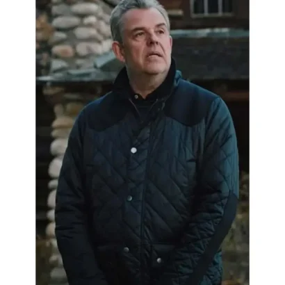 Danny Huston Yellowstone Dan Jenkins Sea Blue Quilted Jacket