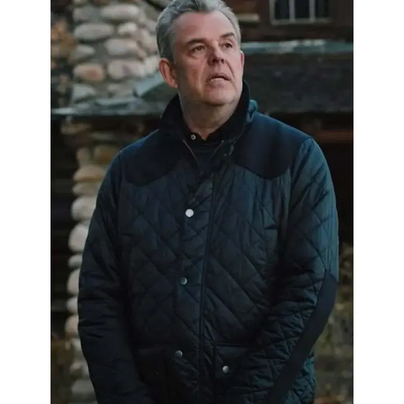 Danny Huston Yellowstone Dan Jenkins Sea Blue Quilted Jacket
