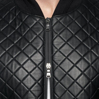 David Beckham Black Leather Quilted Jacket