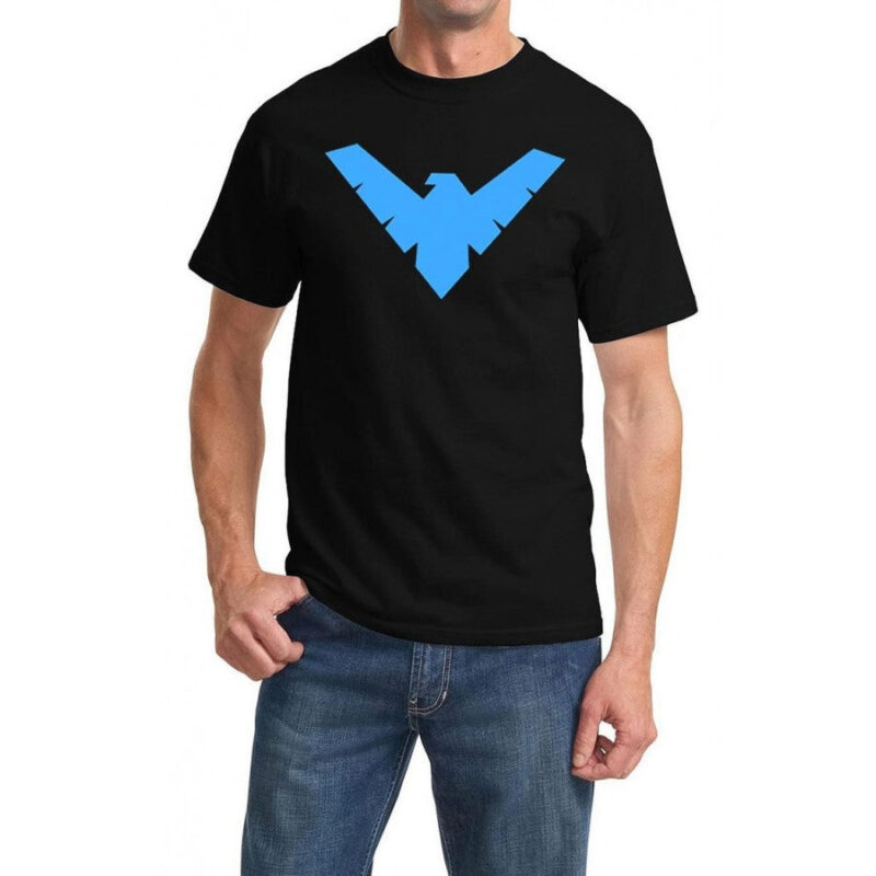 Blue Nightwing Logo Black T-Shirt