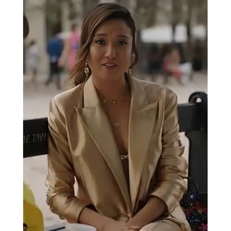 Mindy Chen Emily In Paris S03 Ashley Park Golden Suit