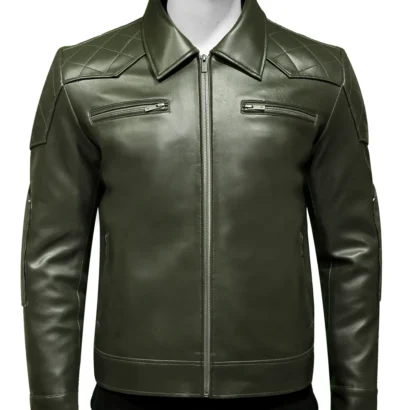 Mens-Green-Quilted-Shoulder-Jacket