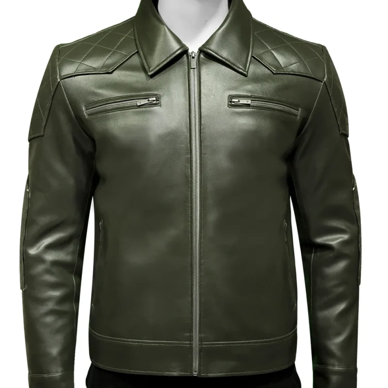 Mens-Green-Quilted-Shoulder-Jacket